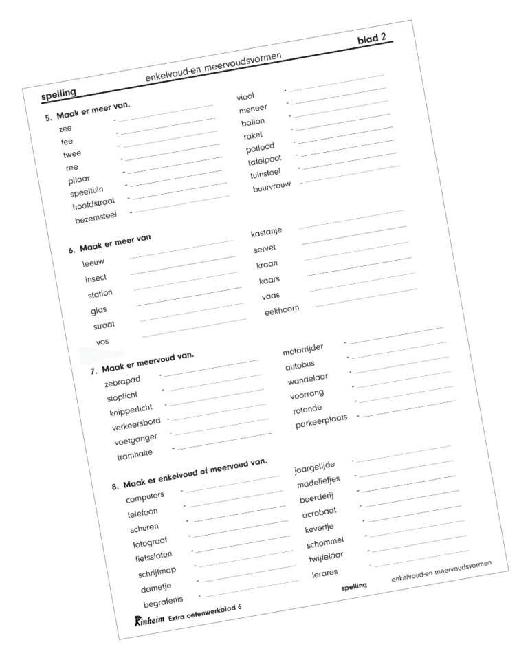 Taal Spelling Enkelvoud En Meervoudsvormen Korte En Lange Klank