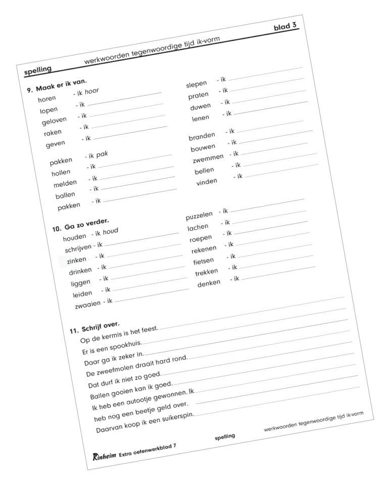 Taal 4 Spelling Werkwoorden Tegenwoordige Tijd Ik Vorm Educatieve Uitgeverij Kinheim